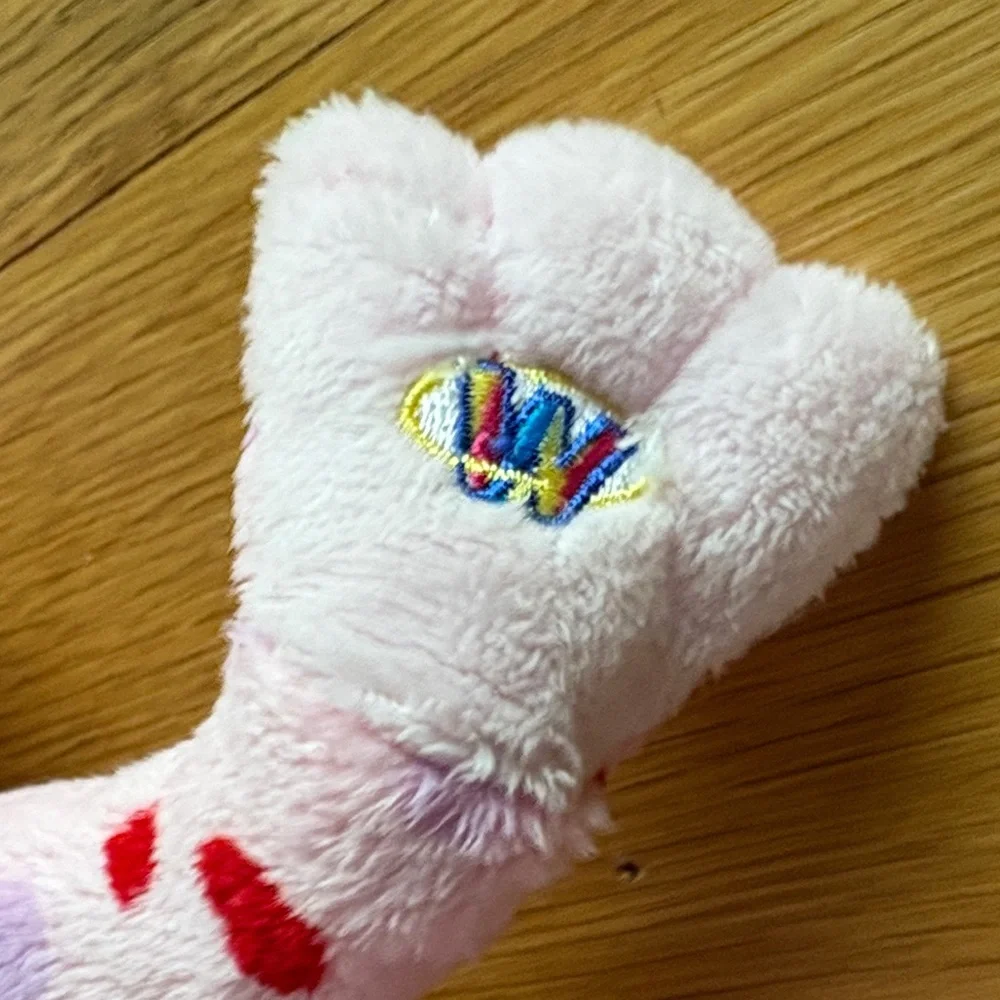 GANZ Pink Frog Stuffed Animal with Heart Patterns